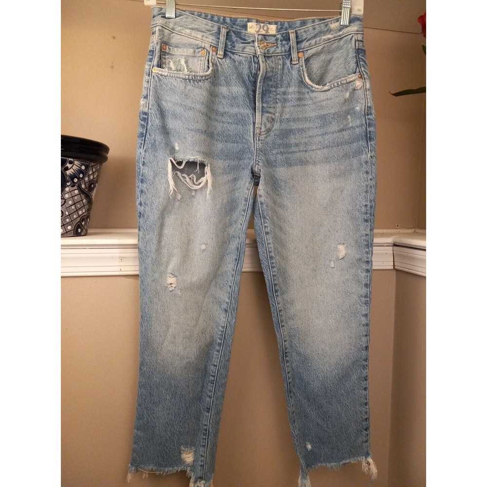 We The Free Womens Distressed Raw Hem Tapered Mom Jeans Denim  size 29‎
